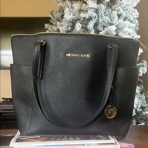 Michael Kors Black Tote with Gold Accents